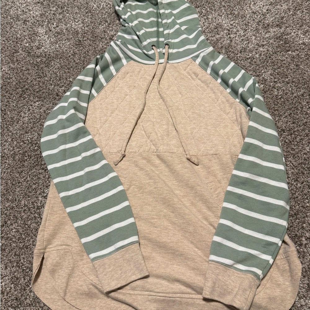 Maurices Green and Tan Striped Hoodie